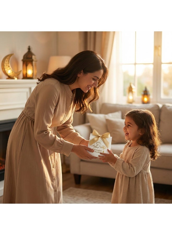 10 PCS Ramadan Kareem Gift Bags with Satin Ribbon, Islamic Eid Mubarak Treat Boxes, Small Goody Candy Bags,DIY Muslim Party Favors for Dates, Jewelry & Sweets Decoration - Image 5